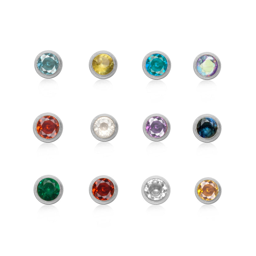 Birthstone Huggie Hoops (Silver)