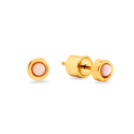 Pale Pink Opal Agate Stud Earrings (Gold)