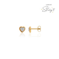 Mini Heart Birthstone Stud Earrings (Gold)