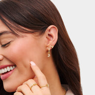 Moon and Back Moon Huggie Hoop Earrings (Gold)