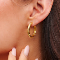 Moon and Back Hoop Earrings (Gold)
