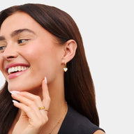 White Quartz Heart & Stud Earrings Set (Gold)