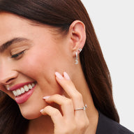 Moon and Back Moon Huggie Hoop Earrings (Silver)