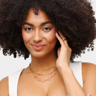 Rose Quartz Clover Custom Name Necklace (Gold)