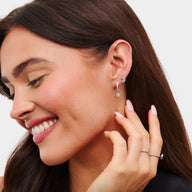 Moon and Back Star Huggie Hoop Earrings (Silver)