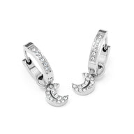 Moon and Back Moon Huggie Earring Set (Silver)