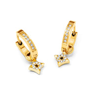 Moon and Back Star Huggie Hoop Earrings (Gold)