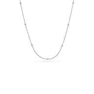 Layering Sphere Chain Necklace 14-16 in (Silver) - Sterling Silver