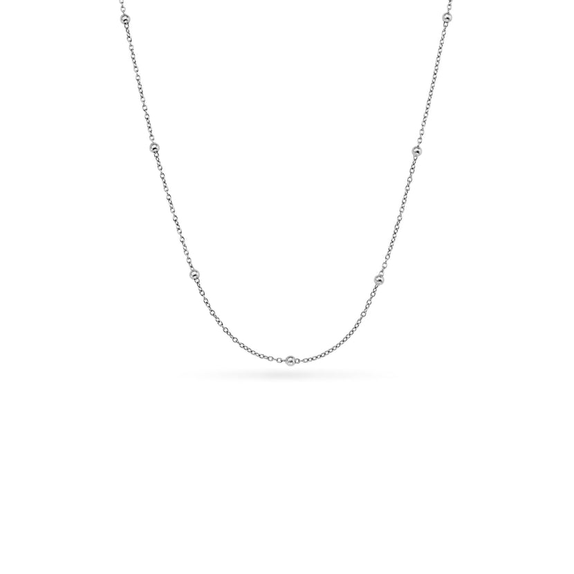 Layering Sphere Chain Necklace 14-16 in (Silver) - Sterling Silver
