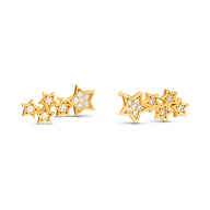 Moon and Back Star Climber Earrings (Gold)