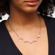 Rose Quartz Clover Custom Name Necklace (Silver)