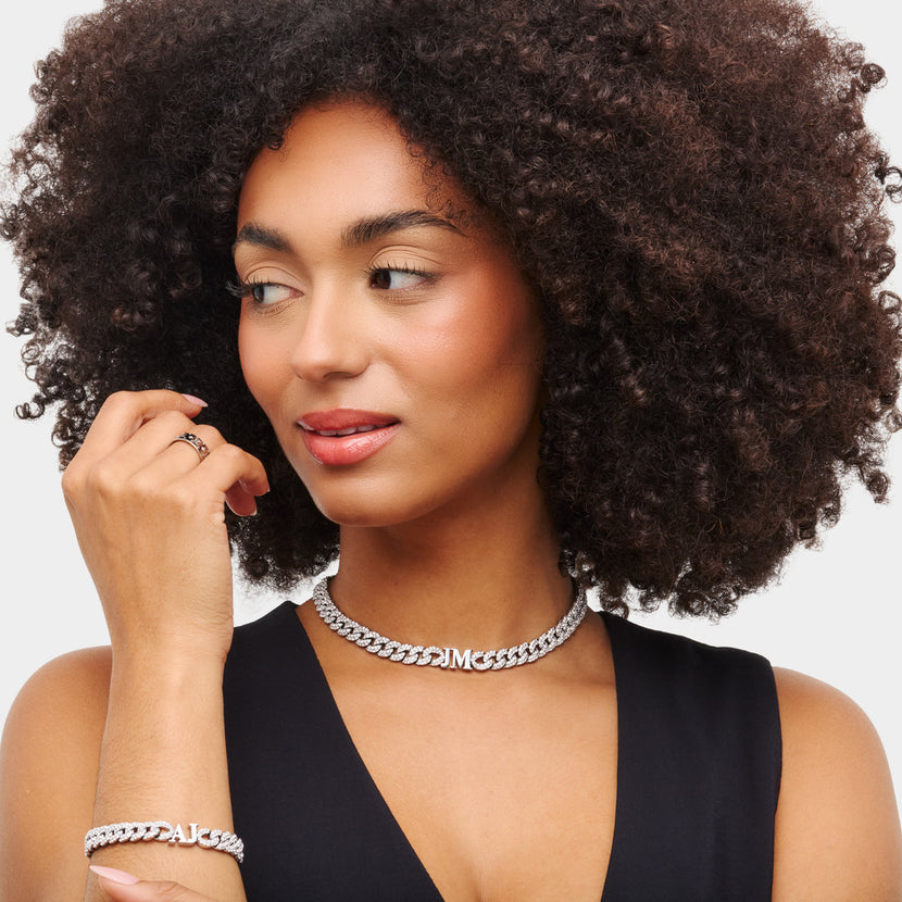 Gala Pavé Initial Choker (Silver)