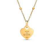 Blue Crystal Heart Token Necklace (Gold)