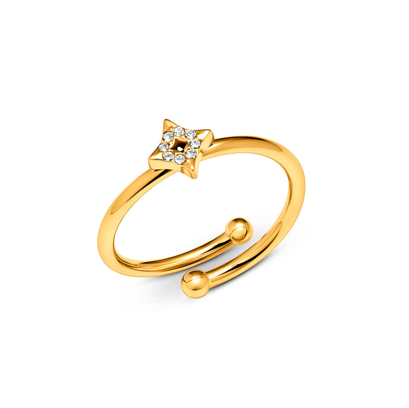 Moon and Back Star Ring (Gold)