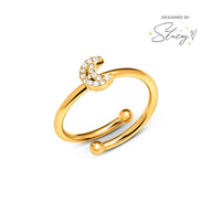 Moon and Back Star Ring (Gold)