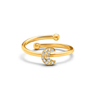 Moon and Back Star Ring (Gold)