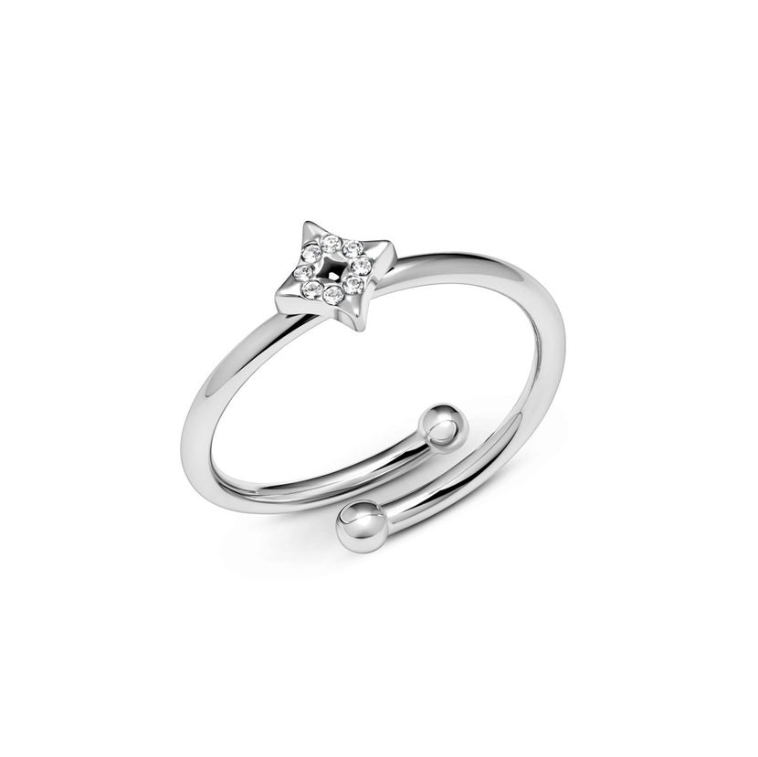 Moon and Back Star Ring (Silver)