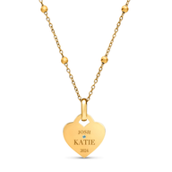 Blue Crystal Heart Token Necklace (Gold)