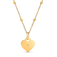 Blue Crystal Heart Token Necklace (Gold)