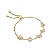 Spotlight Pavé Bubble Name Bracelet (Gold)