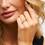 Spotlight Pavé Bubble Initial Ring (Gold)