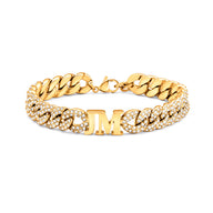 Pavé Initial Curb Bracelet (Gold)