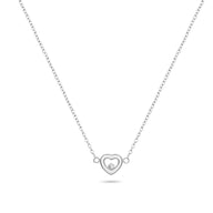 Floating Crystal Heart Necklace (Silver)