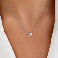 Floating Crystal Heart Necklace (Silver)