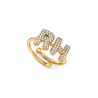 Spotlight Pavé Bubble Initial Ring (Gold)