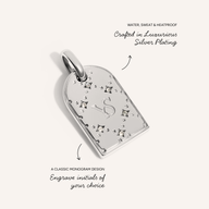 Monogram Double Initial Tag Necklace (Silver)