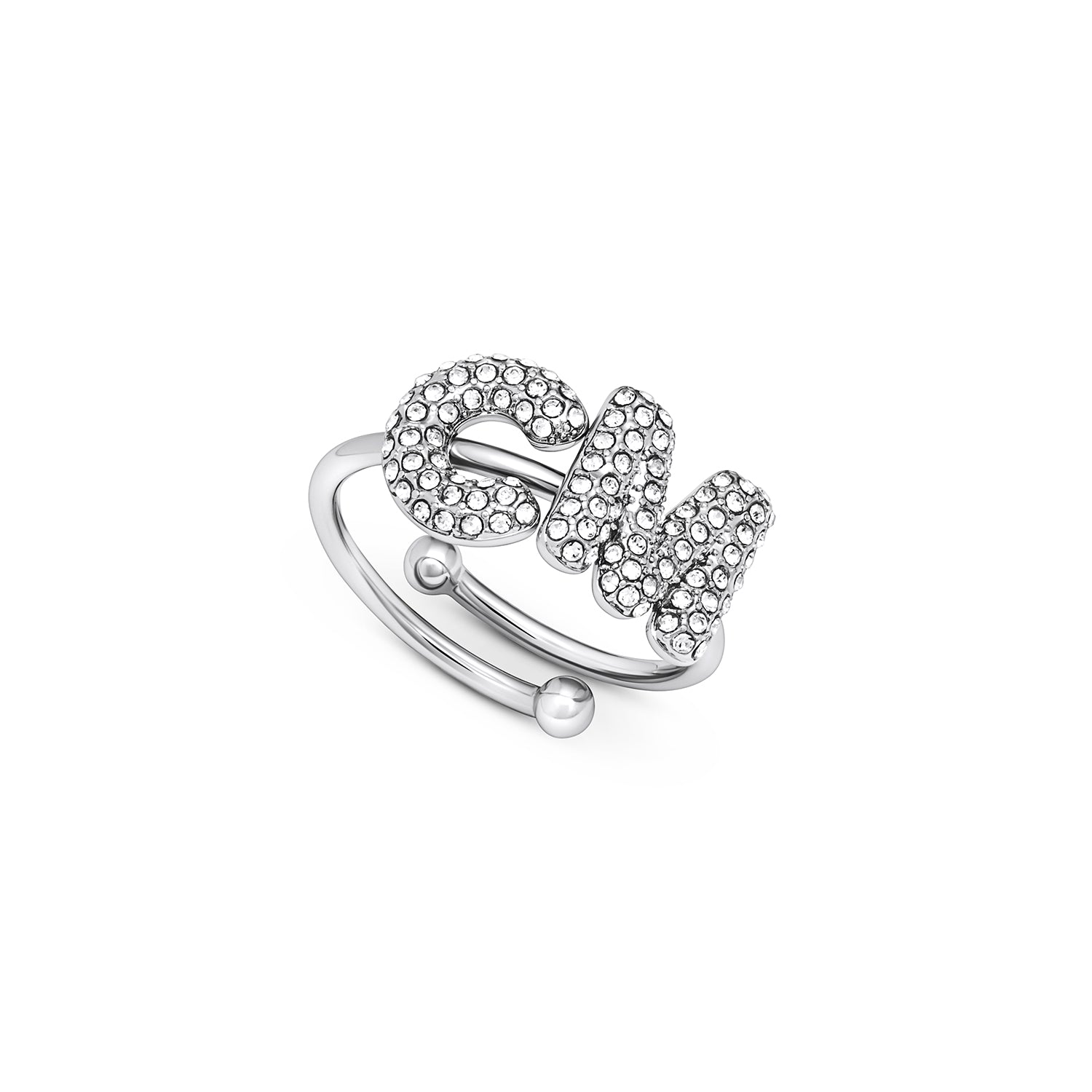Spotlight Pavé Bubble Initial Ring (Silver)