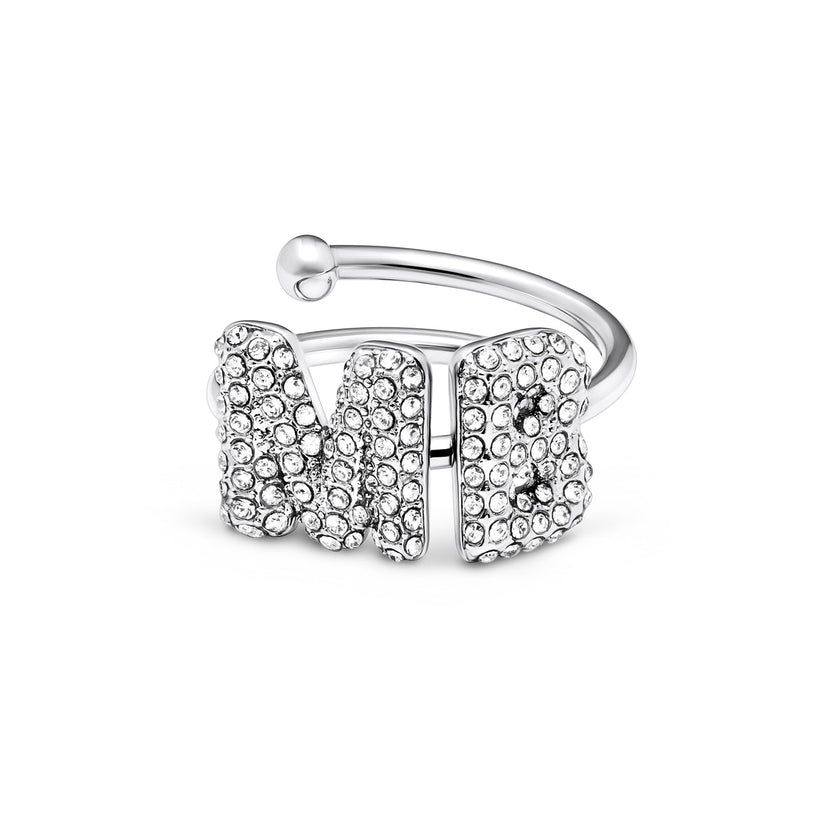 Spotlight Pave Bubble Initial Ring (Silver)