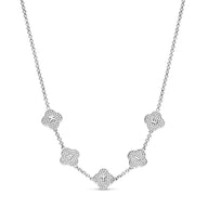 Shimmer Pavé Clover Necklace (Silver)