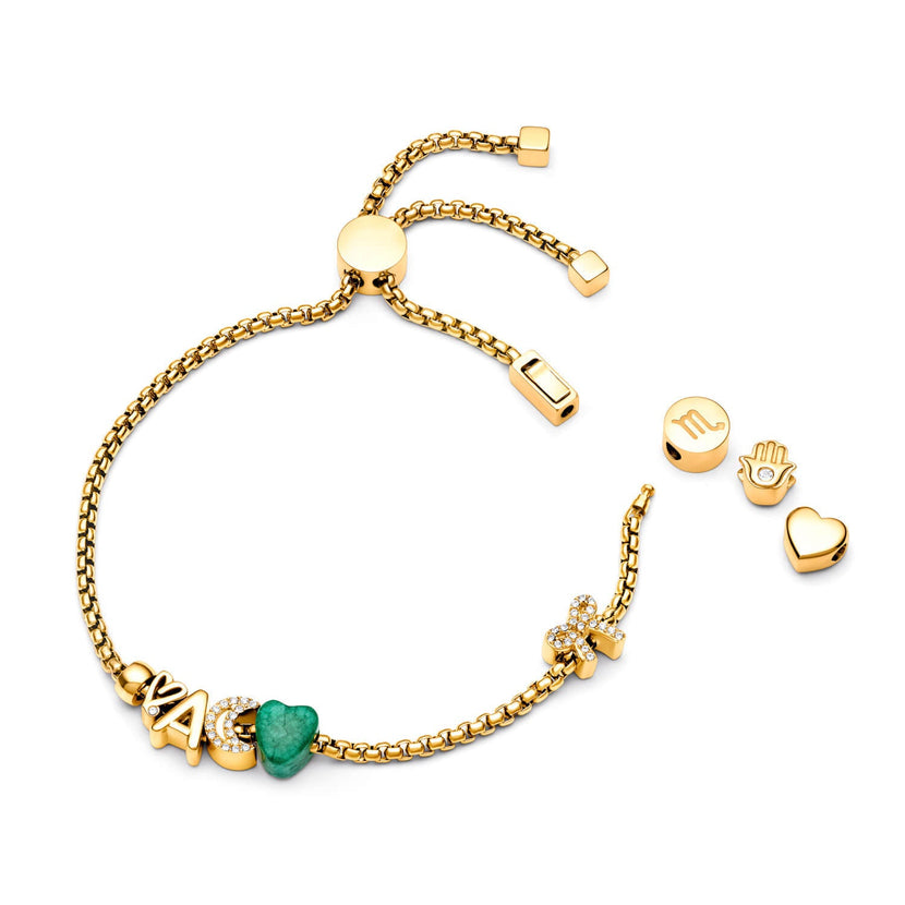 Moon and Back Moon Bracelet Charm (Gold)