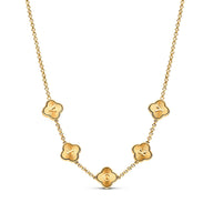 Textured Clover Custom Name Necklace (Gold)