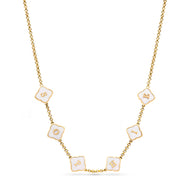 Pearl Clover Custom Name Necklace (Gold)