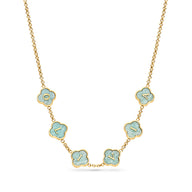 Amazonite Clover Custom Name Necklace (Gold)