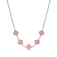 Rose Quartz Clover Custom Name Necklace (Silver)