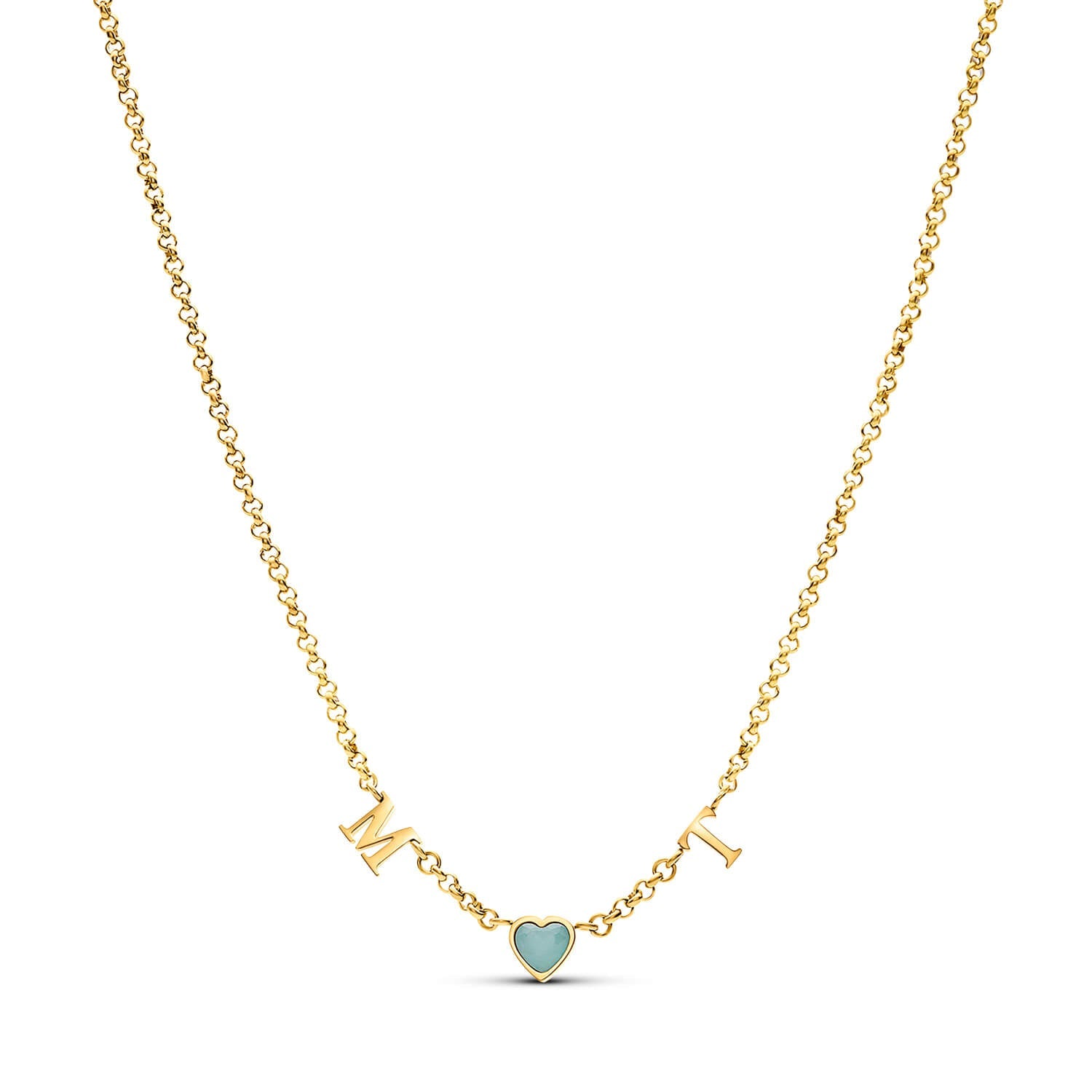 Made Mine Initials Birthstone Necklace (Gold)