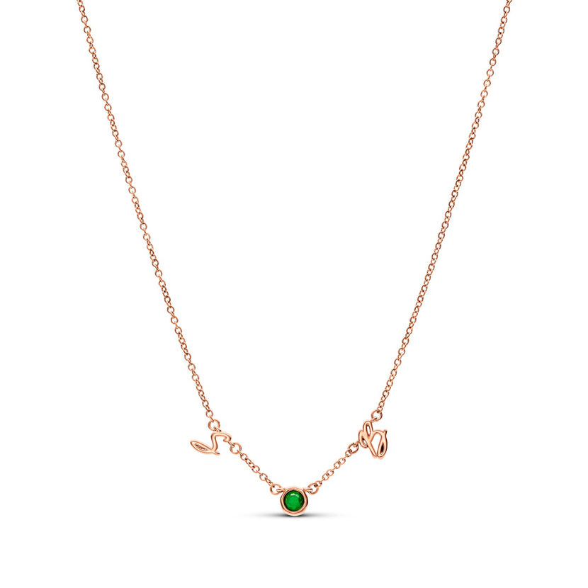 Made Mine Initials & Birthstone Necklace (Rose Gold)