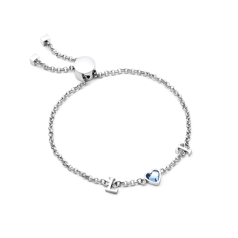 Made Mine Initials & Birthstone Bracelet (Silver)