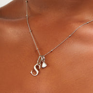 Personalised Initial & Birthstone Necklace - Silver