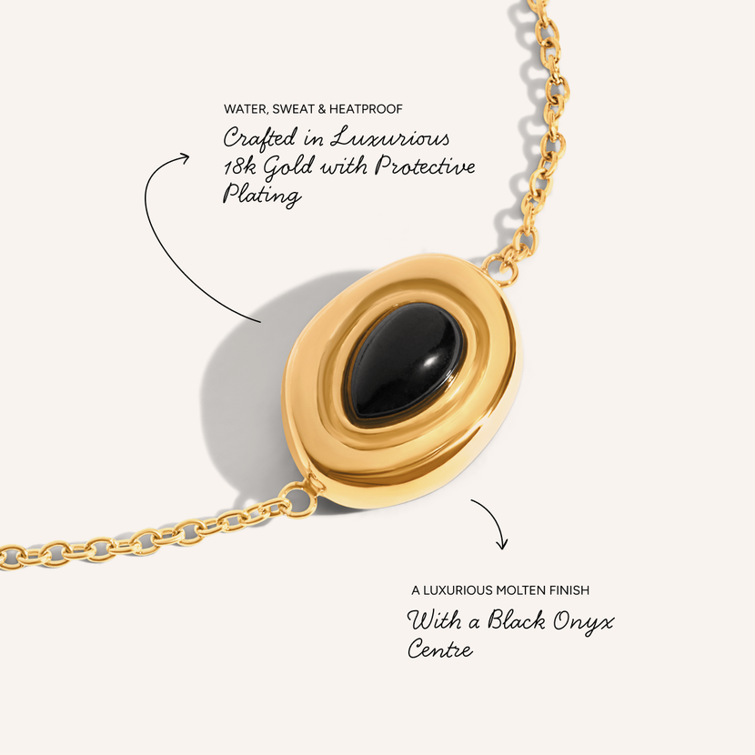 Black Onyx Molten Bracelet (Gold)