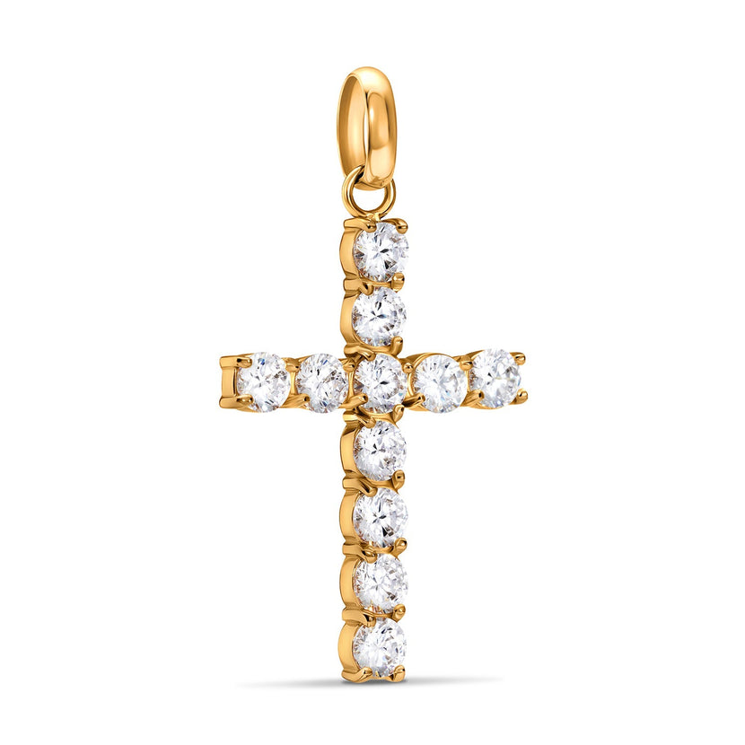 La Croix Crystal Cross Pendant (Gold)