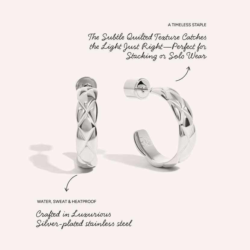 Quilted Hoop Earrings (Silver)