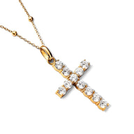 La Croix Crystal Cross Pendant (Gold)