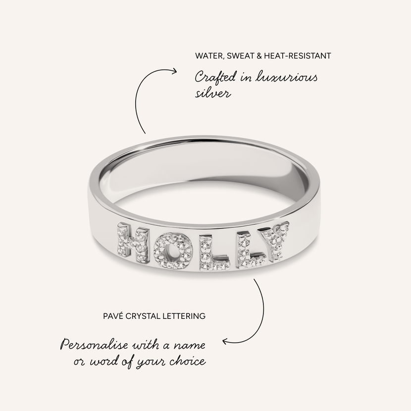Fine Pavé 3D Name Ring (Silver)