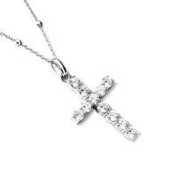 La Croix Crystal Cross Pendant (Silver)