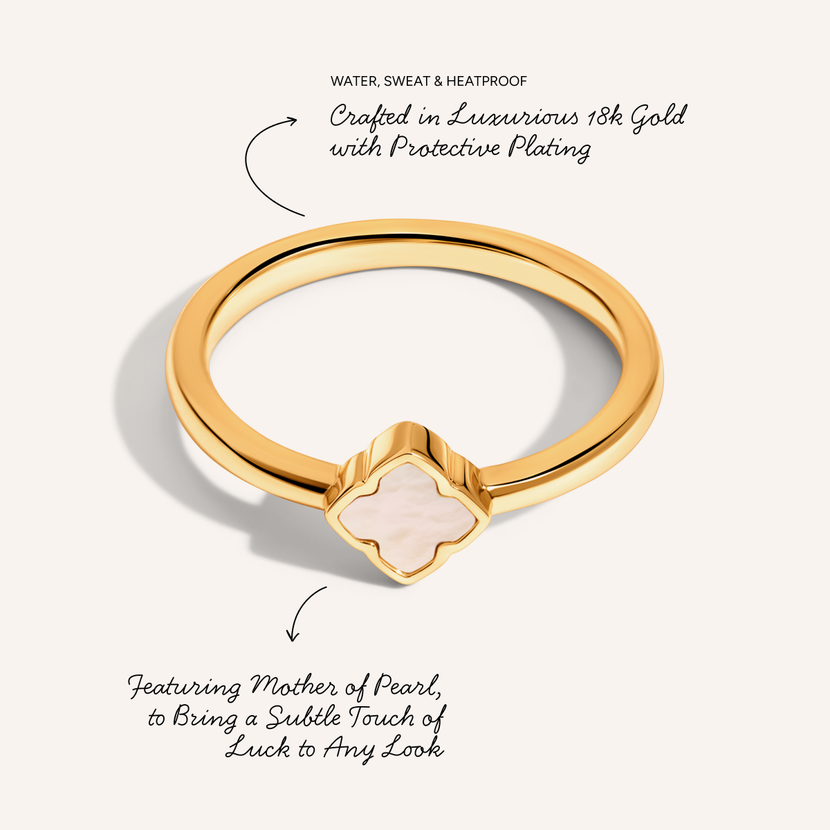 Fine Mini Pearl Clover Ring (Gold)