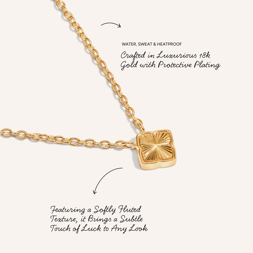 Fine Mini Fluted Clover Necklace (Gold)